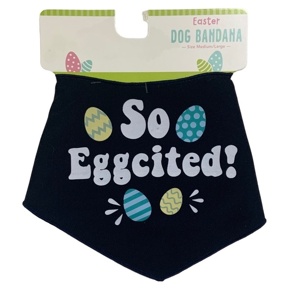 Easter Dog Bandanna Adjustable Tie On Dog Accessory Blue Multicolor Med/Large - Picture 6 of 9